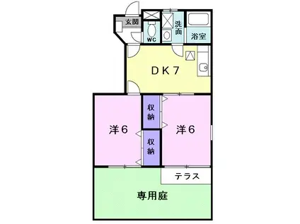 コスモスA・B(2DK/1階)の間取り写真