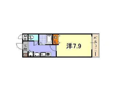 ロイヤルヒル神戸三ノ宮(1K/9階)の間取り写真