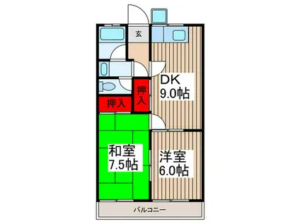 コーポ美倉(2DK/1階)の間取り写真