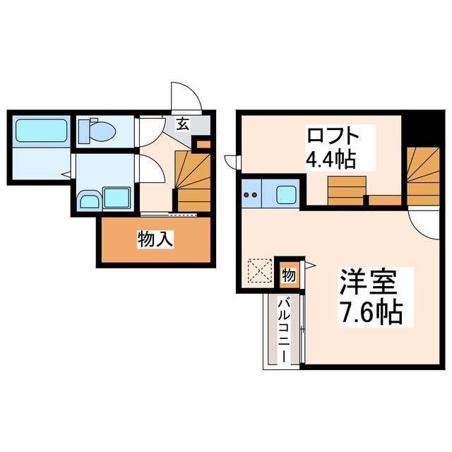 ADC麦島II(1K/2階)の間取り写真