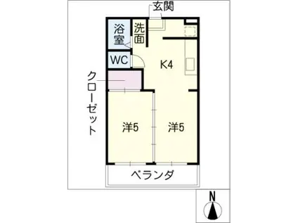丸川第3ハイツ(2K/1階)の間取り写真