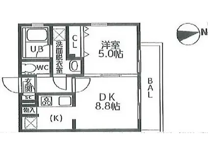 アーバンステージ世田谷(1LDK/3階)の間取り写真