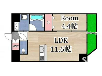 プレジオ都島本通(1LDK/4階)の間取り写真