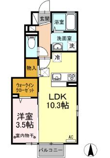 ＪＲ東北本線 南福島駅 徒歩25分 2階建 築10年(1LDK/1階)の間取り写真