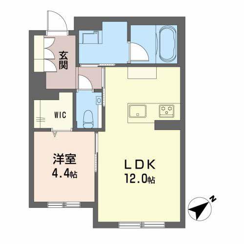 CREST PALACE(1LDK/1階)の間取り写真