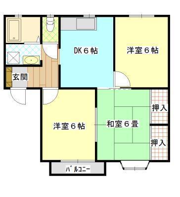 パルティール春日(3DK/1階)の間取り写真