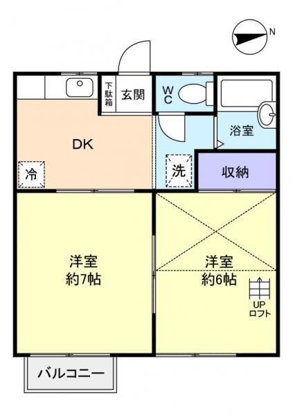 ダイワプラザ飯盛台(2DK/2階)の間取り写真