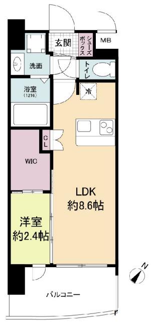 セレニテ阿波座ミラク(1LDK/13階)の間取り写真