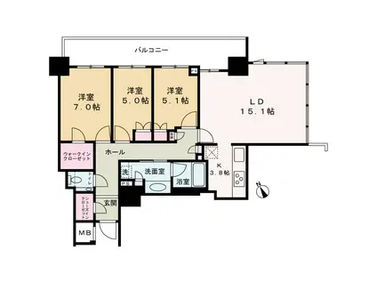 ザセントラルマークタワー(3LDK/12階)の間取り写真