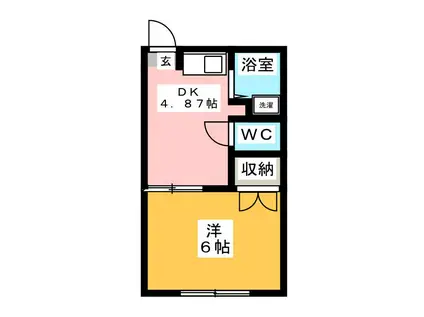 ベルゾーネ百合丘I(1DK/1階)の間取り写真