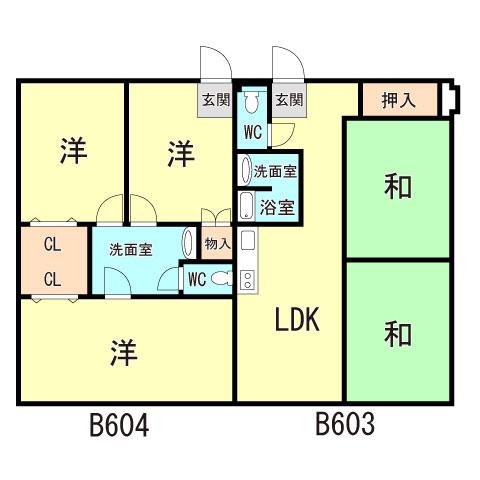 ダイバーシティ神戸長田B棟(5LDK/6階)の間取り写真