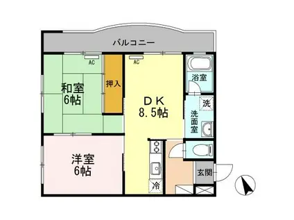 ルネッサ三和町(2DK/2階)の間取り写真