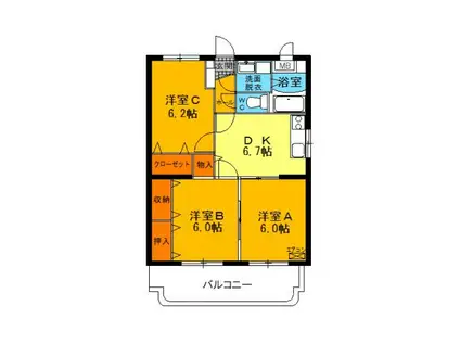 ユーミー渡邉(3DK/4階)の間取り写真