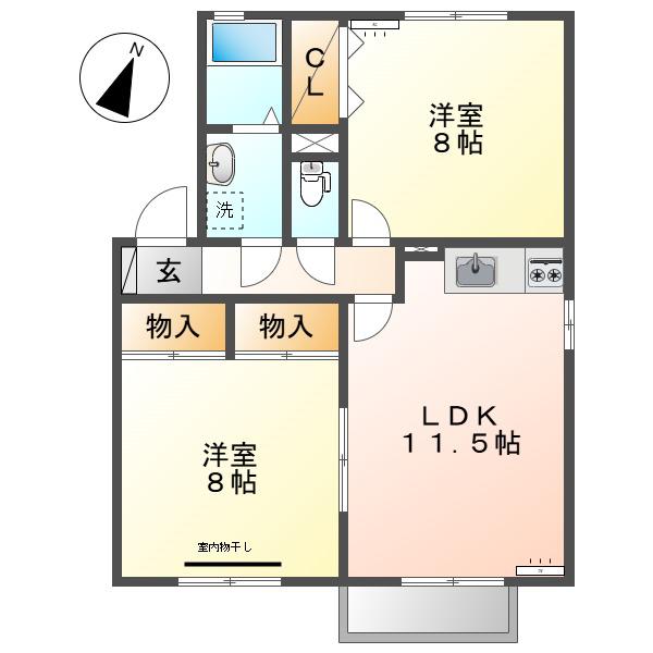 セジュールあい(2LDK/1階)の間取り写真