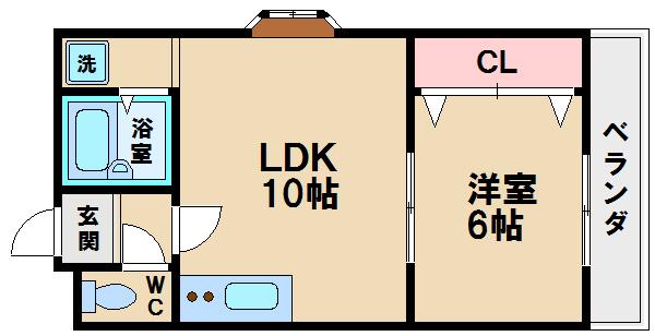 さんさん美章園(1LDK/2階)の間取り写真