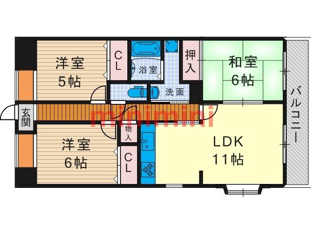 ウエストハイツトニワン(3LDK/2階)の間取り写真