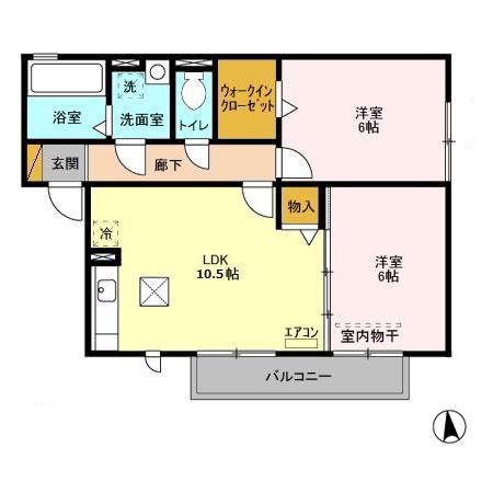 フルール(2LDK/1階)の間取り写真