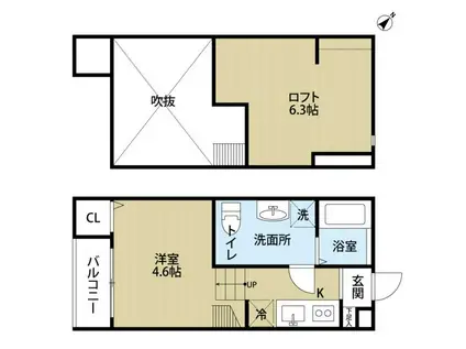 LA LUCEラ(ワンルーム/1階)の間取り写真