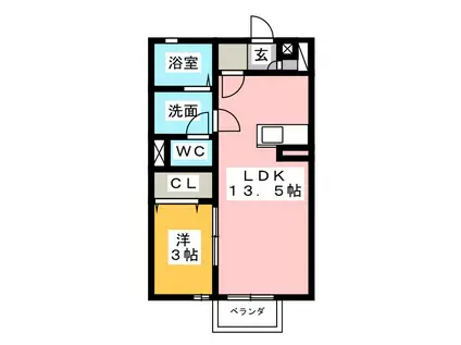 COMODO楠III(1LDK/1階)の間取り写真