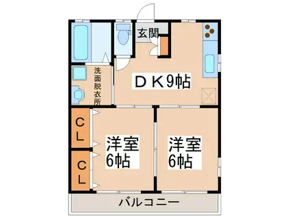 ホットハウス(2DK/2階)の間取り写真