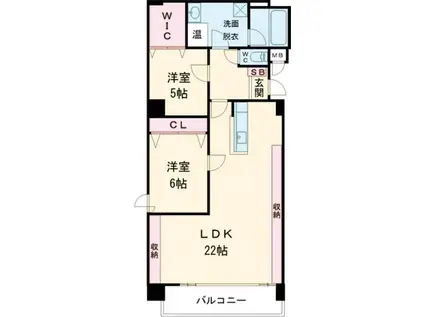 シェリーヒルズ横浜(2LDK/3階)の間取り写真