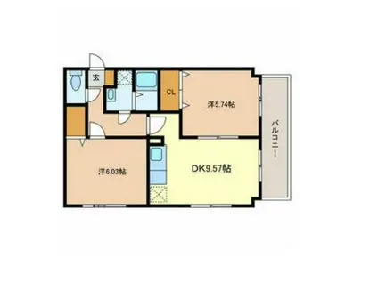 シャルロット南越(2DK/4階)の間取り写真