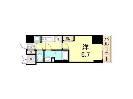 プレサンスKOBEシフォン(1K/2階)の間取り写真