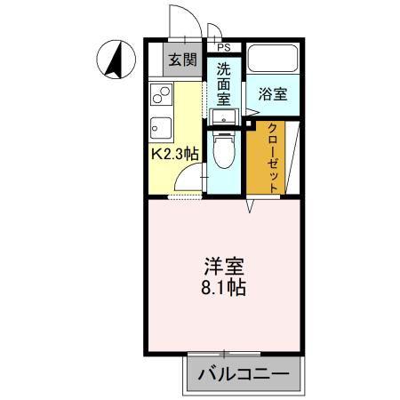 パナステージ四季の郷 E棟(1K/1階)の間取り写真