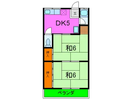 コーポ山口(2DK/3階)の間取り写真