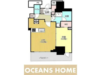 ザ・パークハウス川越タワー(1LDK/4階)の間取り写真