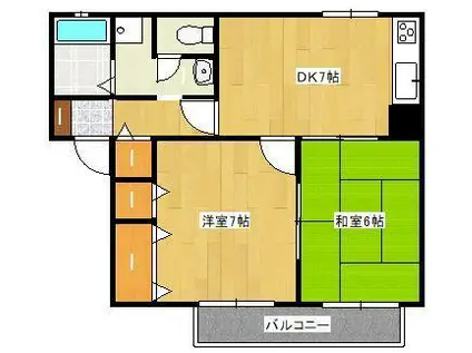 ヴェルモンターニュ B棟(2DK/2階)の間取り写真