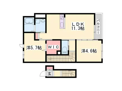 アヴェルラ・プラス(2LDK/2階)の間取り写真