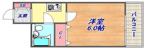 アルゴール王子公園(1K/2階)の間取り写真