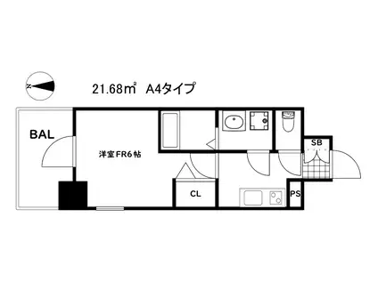 エスリード神戸兵庫駅ミッドポート(1K/12階)の間取り写真