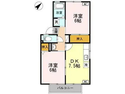 ファミールSAITO B(2DK/2階)の間取り写真