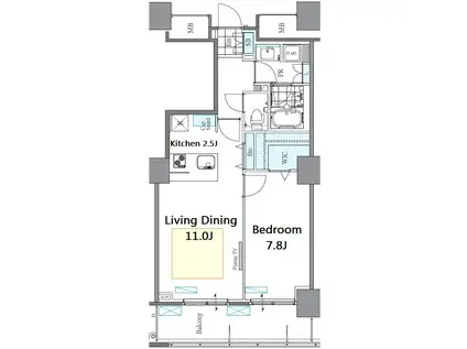 ロイヤルパークスタワー南千住(1LDK/5階)の間取り写真