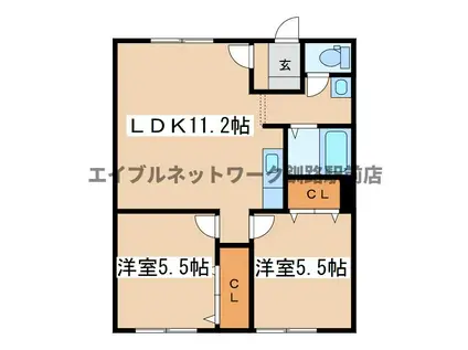 エーコー桜ケ岡(2LDK/1階)の間取り写真
