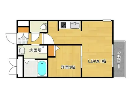 F・R II(1LDK/1階)の間取り写真
