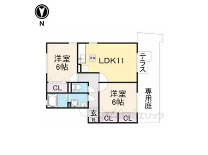 ＪＲ福知山線 川西池田駅 徒歩14分 2階建 築22年(2LDK/1階)の間取り写真