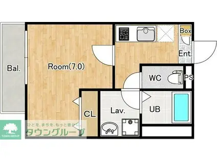 ジーメゾン大宮七里ウエスト(1K/1階)の間取り写真