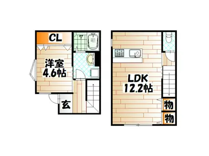 グラン下冨野II(1LDK/1階)の間取り写真