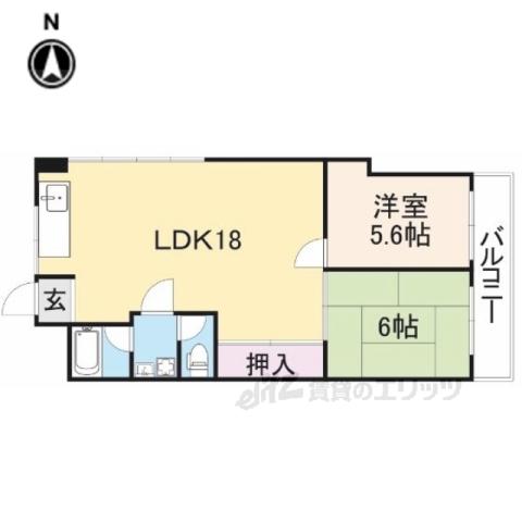 生駒レックスマンション(2LDK/4階)の間取り写真