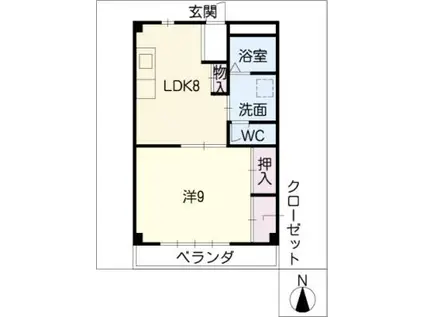 ビューネ諏訪(1LDK/2階)の間取り写真