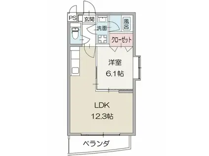グランチェルト・KII(1K/2階)の間取り写真