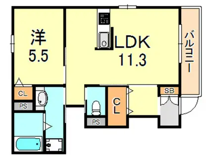 トゥルーハート(1LDK/1階)の間取り写真