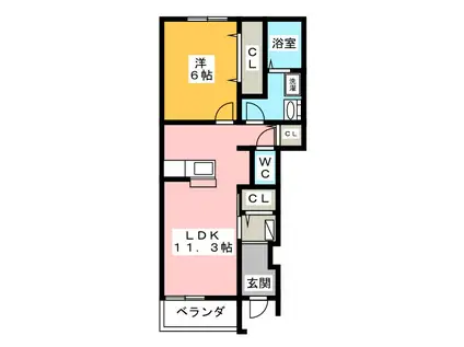 サンリット佐橋A(1LDK/1階)の間取り写真
