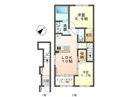 グランハイツN(2LDK/2階)の間取り写真