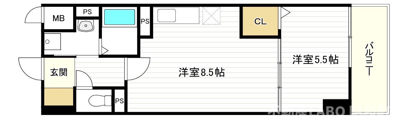 リアライズ今里南(1LDK/9階)の間取り写真