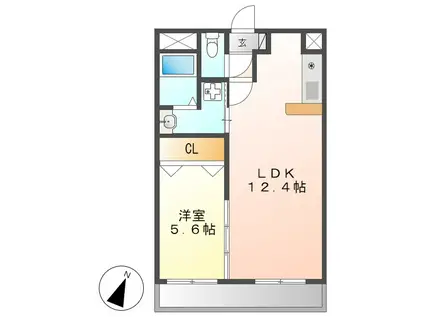 ドルチェ茶屋ヶ坂(1LDK/1階)の間取り写真