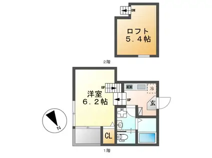 クレール城西(1K/2階)の間取り写真